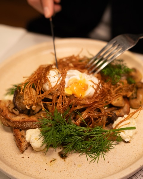 Mushrooms with soft egg